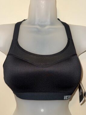 Victoria's Secret Black Mesh-Detail Racerback Sports Bra